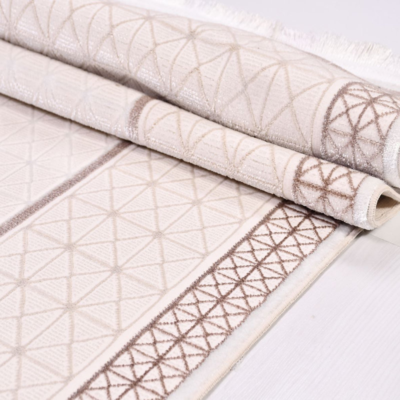 Tapis crème moderne antidérapant lavable à la machine, Rectangle 2 pi 8 po x 5 pi