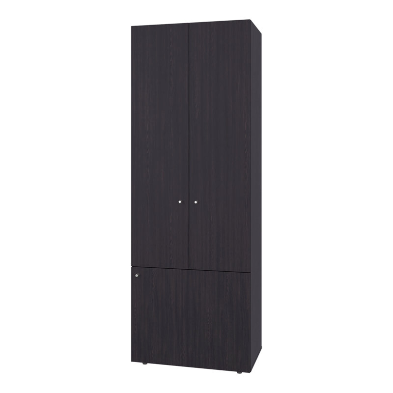 Armoire H 66,9 po, 3 portes, 3 tablettes, chambre à coucher, Noir mat