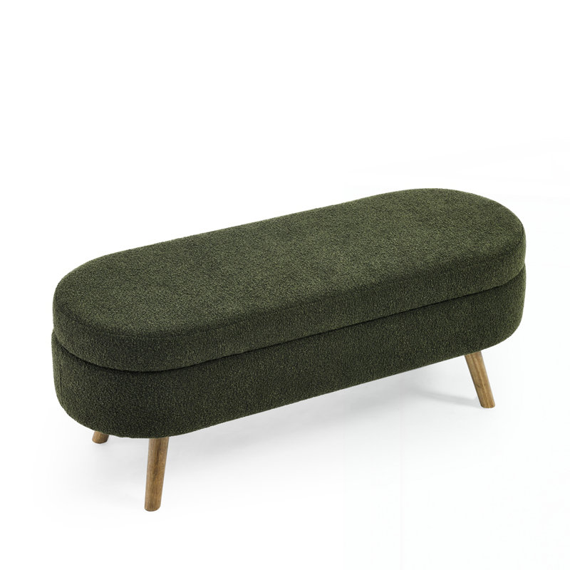 Ottoman Oval Storage Bench, Green