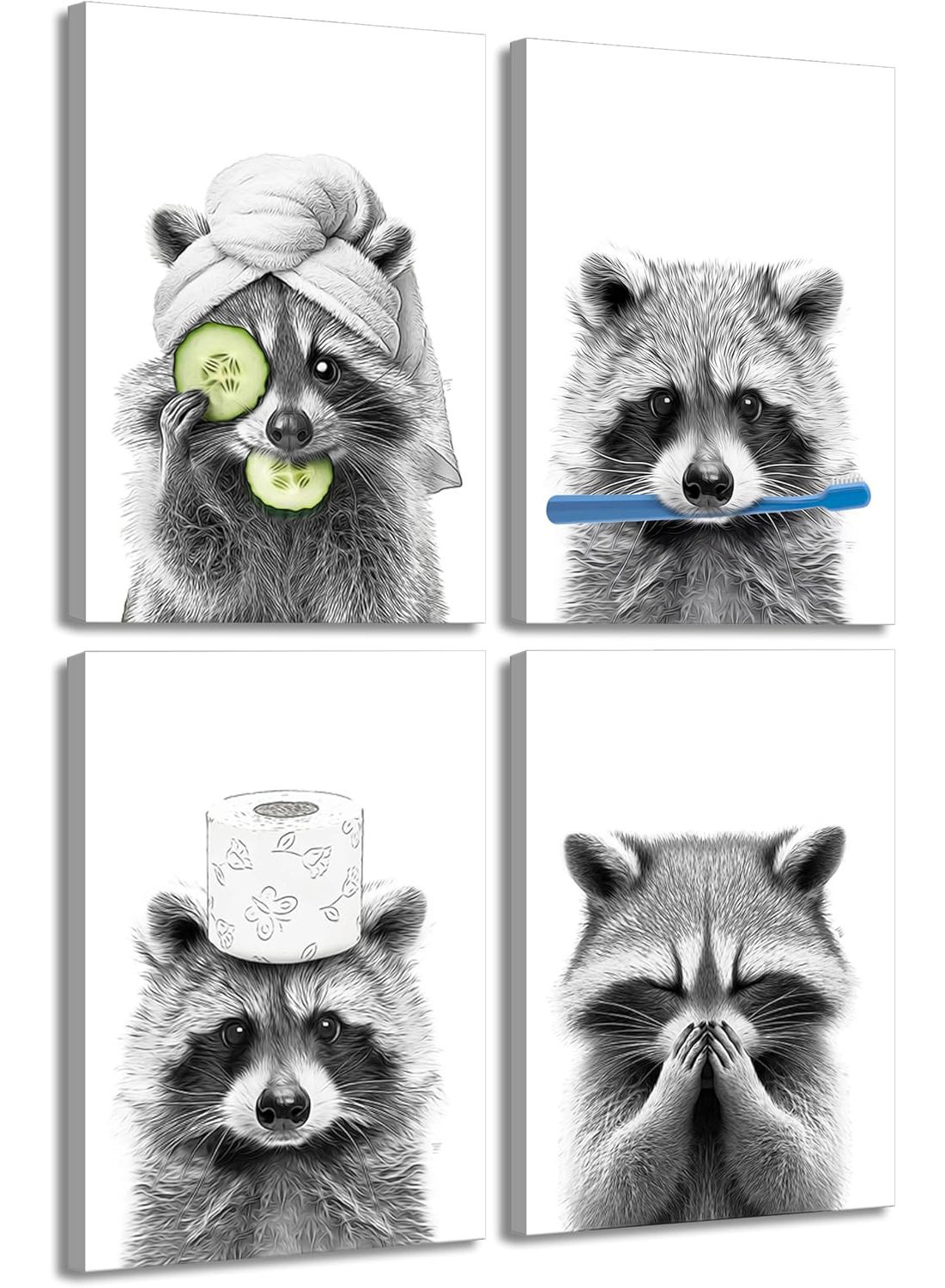 Trinx Adorable Raccoon Bathroom Canvas Wall Art - Wayfair Canada