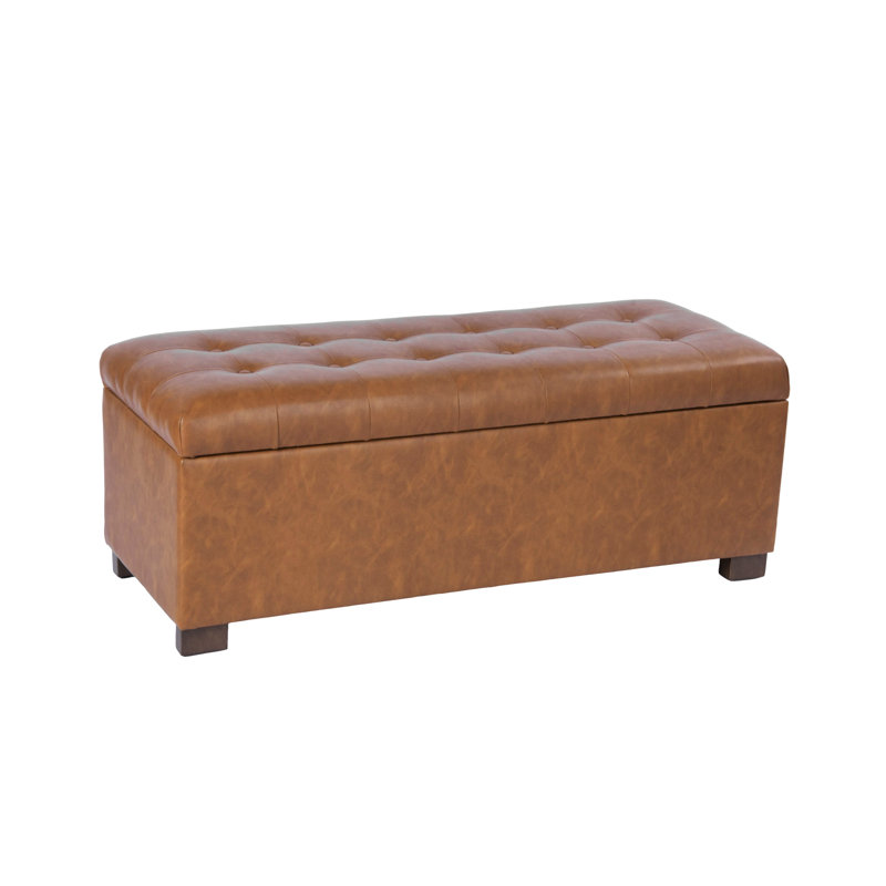  Large Tufted Storage Bench - Carmel Faux Leather, Brown