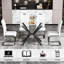 Rectangular Clear Tempered Glass Dining Table,Stylish Design With Metal Legs, Kitchen Table For Dining Room-239399503-239399490