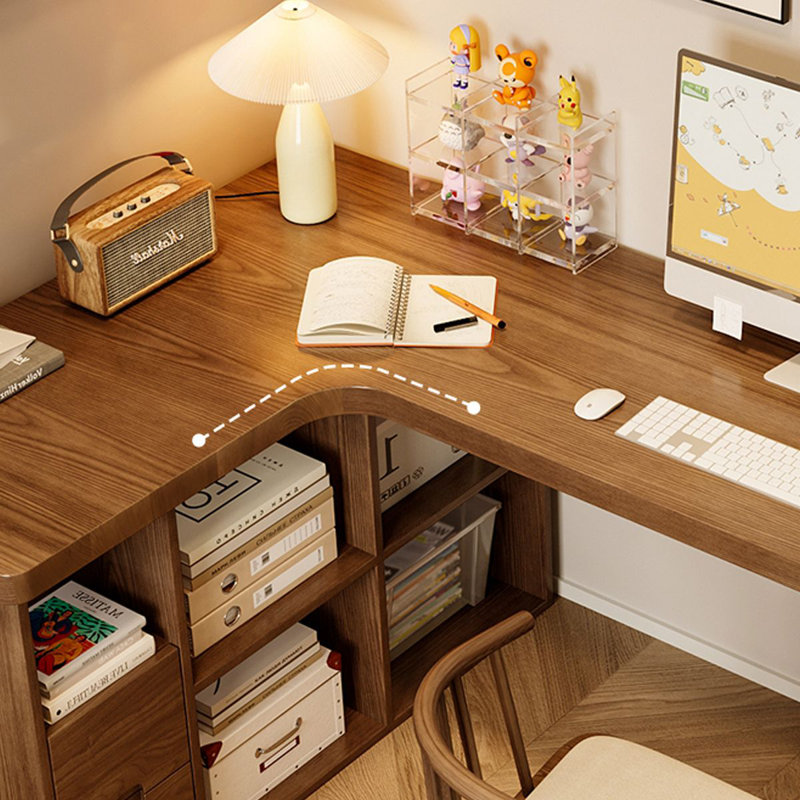 Bureaux en bois massif en L noyer clair, H 29,53 po x l 62,99 po x P 47,24 po, Retour à gauche