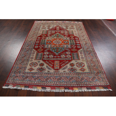 Quintero One-of-a-Kind 4'11" X 6'9" New Age Wool Area Rug in Red