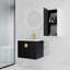 Meuble-lavabo de salle de bain moderne avec lavabo en céramique et unité latérale - châtaignier noir, matériaux de qualité, armoire de rangement spacieuse 24 po en contreplaqué robuste, nombreuses commodités