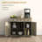 Sideboard With Solid Wood Countertop, Modern Kitchen Storage Cabinet, Coffee Bar Cabinet With 3 Drawers, Doors And Adjustable Shelf, Distressed Gray