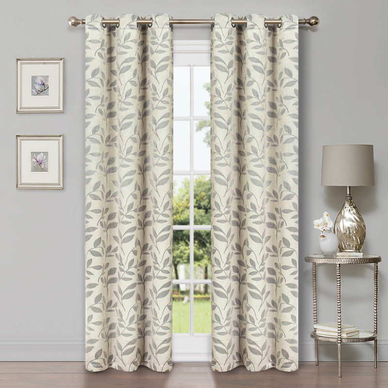 Panneaux de rideaux à passe-tringle en polyester Finklea, Ivoire ivoire, l 42 po x L 96 po