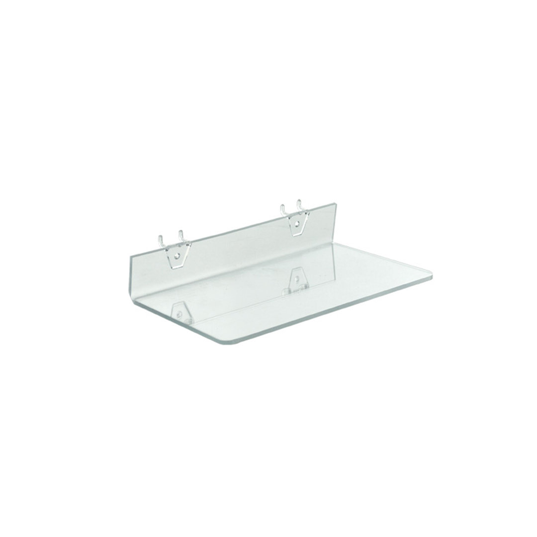 Clear Acrylic Shelf for Pegboard & Slatwall 13.5" x 6" x 2", 4-Pack (Set of 4) Azar Displays