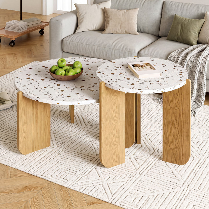 Modern Nesting Coffee Table Set, Side Tables, 2-Piece Set, for living room and balcony