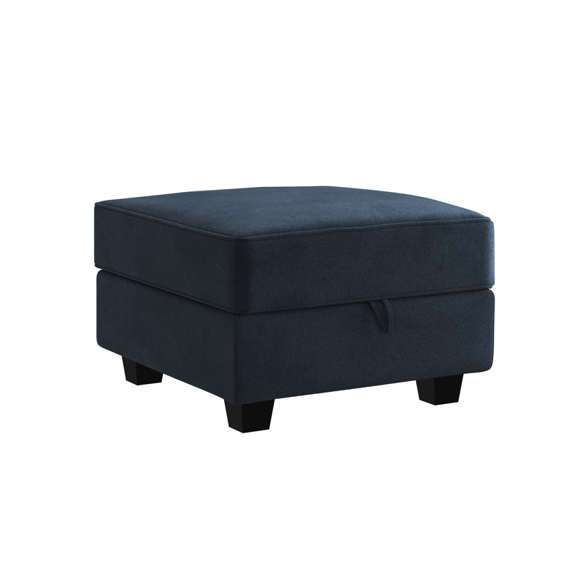 Livsey Velvet Ottoman, Blue Velvet