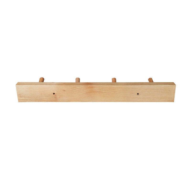 Wall Mounted Coat Rack, Natural Hickory, 2" H x 11.75" W x 0.75" D