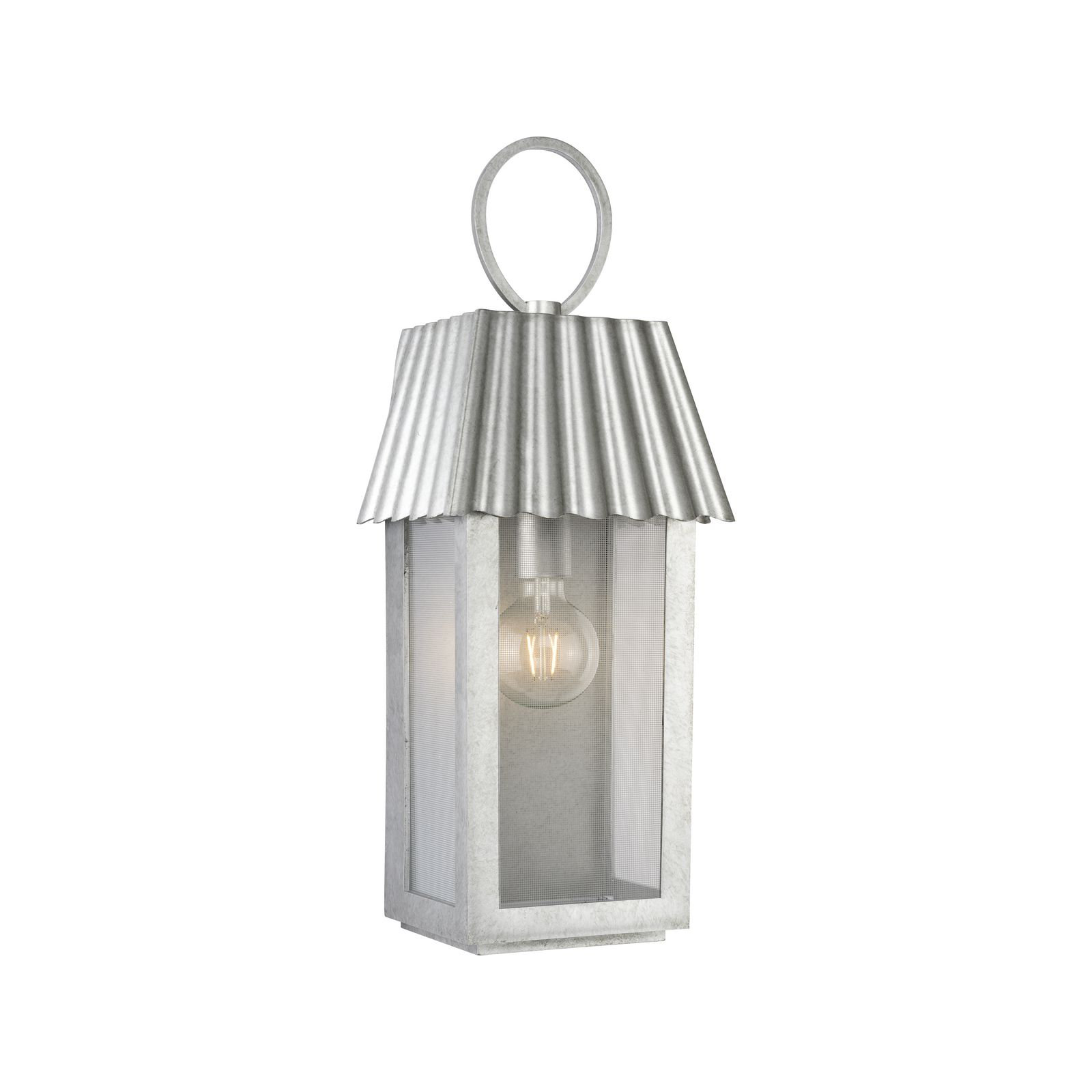 Godin Single Light Outdoor Wall Light, Galvanized, 22.38" H x 8.5" W x 7.13" D