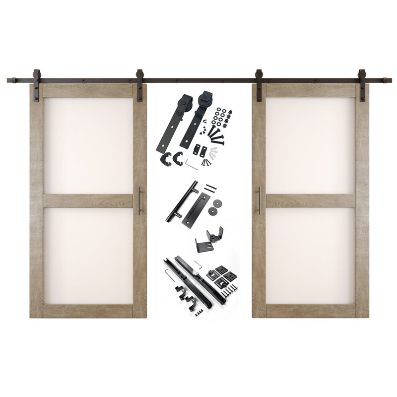 Portes de grange non assemblées et finies en verre à double vitrage de 36 po x 80 po Homacer Classic Homacer, 36 po x 80 po