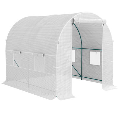 Polytunnel 245*200*198 cm Steel 1 Piece Walk-in Greenhouse White with Galvanised Steel Frame