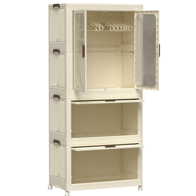 Organisateur de vêtements portatif avec portes magnétiques et couleur blanc crème