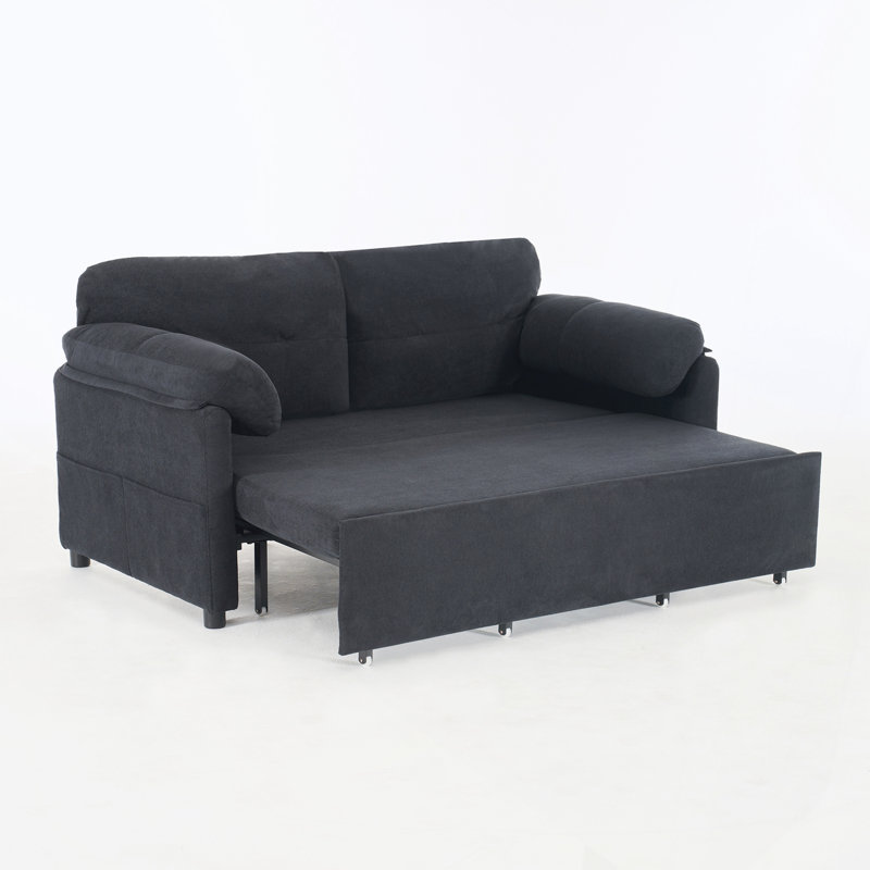 Convertible Pull-Out Sleeper Sofa, Black