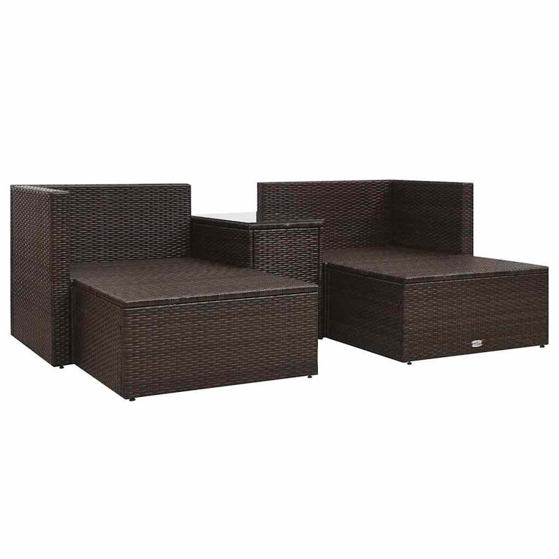 Aliani 5 Piece Lounge Chair with Cushions, White, Brown