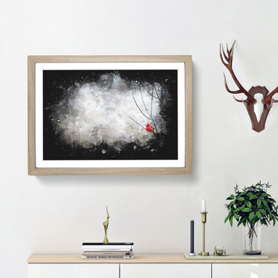 Red Cardinal Bird Paint Splash - Picture Frame Graphic Art