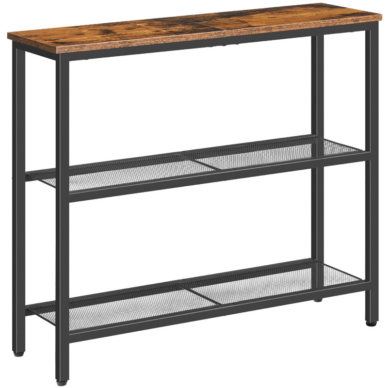 Atanacio 3-Tier Console Table, Vintage Brown, 29.5" H x 29.5" W x 9.4" D