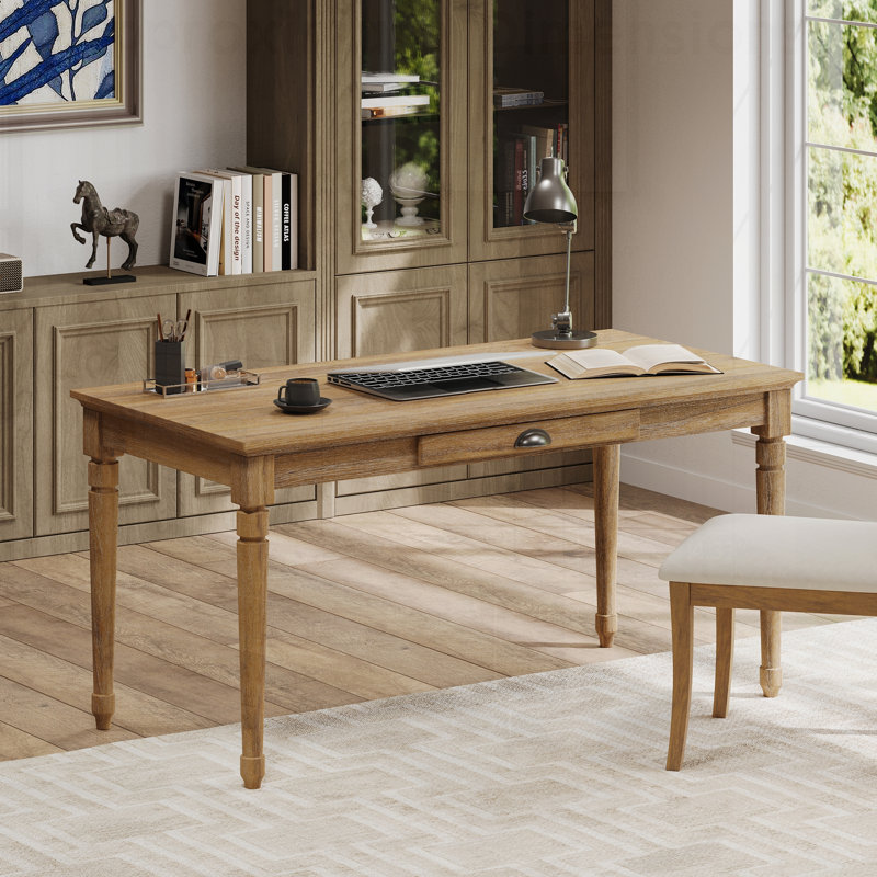 Bureau rustique de style ferme avec tiroir de rangement, table vintage extra longue pour bureau à domicile et étude