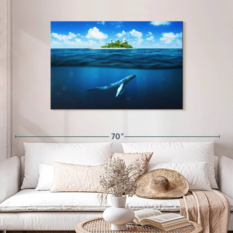 Whale Under Island, 30" H x 45" W