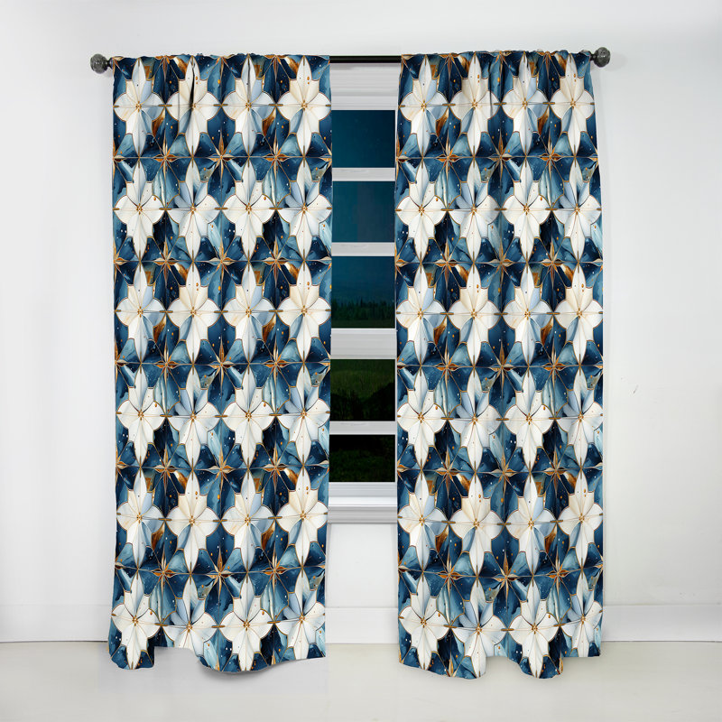 Retro Revival Marble Motif I - Rideau de marbre abstrait - Rideau de marbre obscurcissant - 1 panneaux, L 52 po x L 108 po