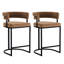 Tabourets de bar modernes en velours avec dossier tonneau, siège rembourré et repose-pieds en métal - hauteur de siège de 25,6 po, idéal pour les comptoirs, les bars à domicile et les îlots de cuisine-794965479-790075670