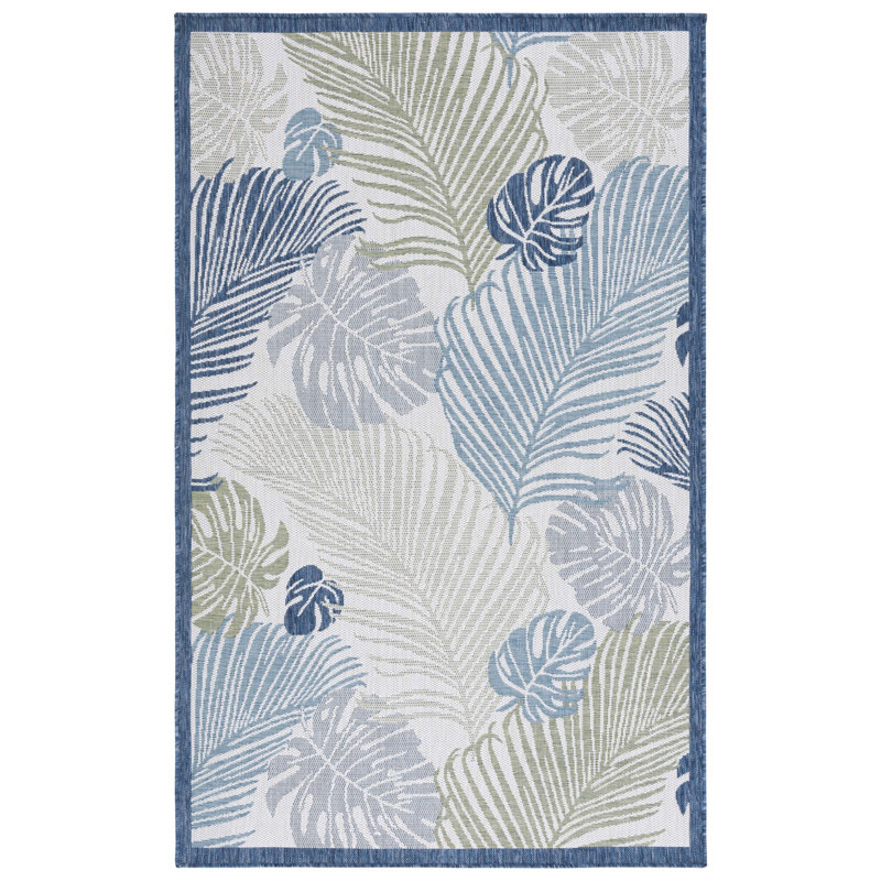 Tapis d'intérieur / extérieur tissé à la machine Aramantha - beige / vert / bleu / gris, Rectangle 8 pi x 10 pi