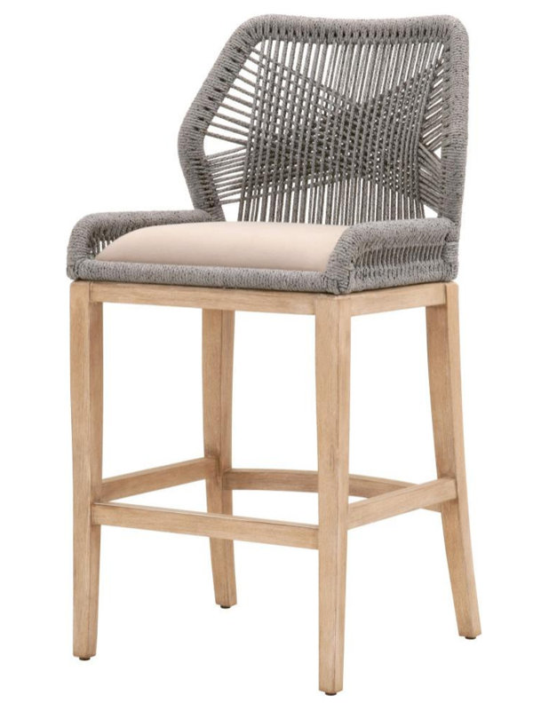 Platinum Woven Barstool with Natural Gray Wood Frame