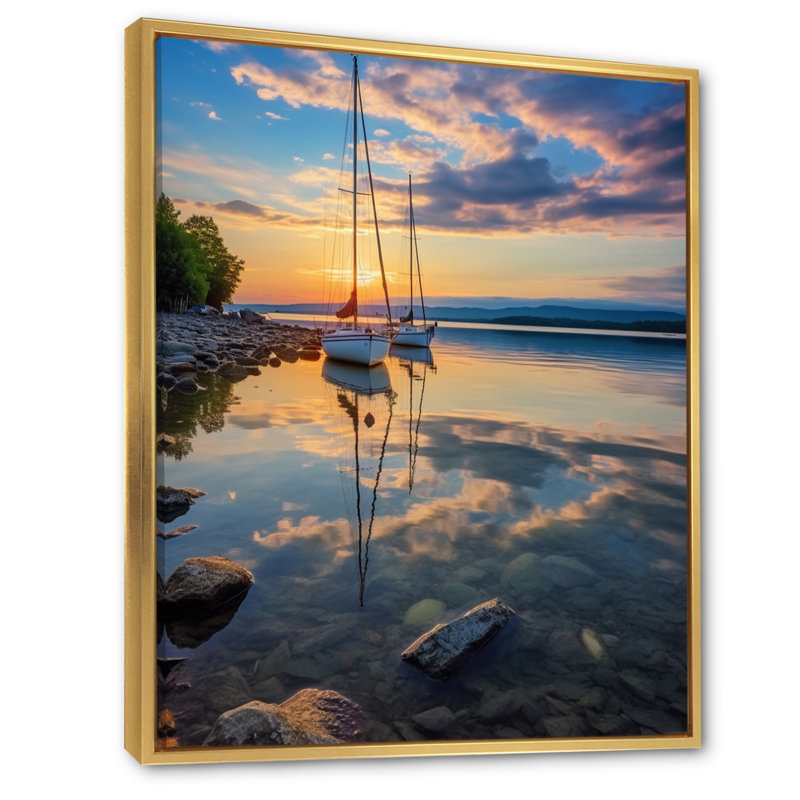 «Vermont Lake Champlain Senerity II», reproduction d'art sur toile, H 44 po x l 34 po x P 1,5 po, Cadre flottant doré