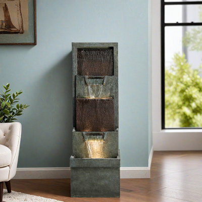 Water Fountain Outdoor Waterfall Freestanding Fountains Indoor Floor Standing Water Fountainswith LED Lights And Pump For Garden, Patio,Balcony Home Decor