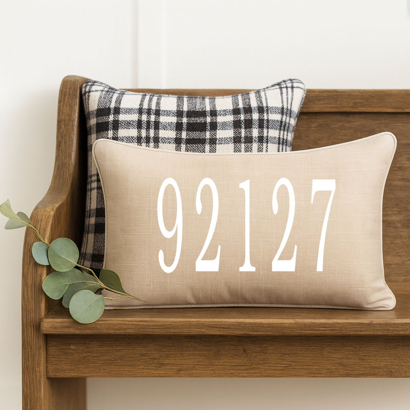 Coussin personnalisé avec code postal personnalisé, Oui, Tanné, Pillow Cover Only - No Insert