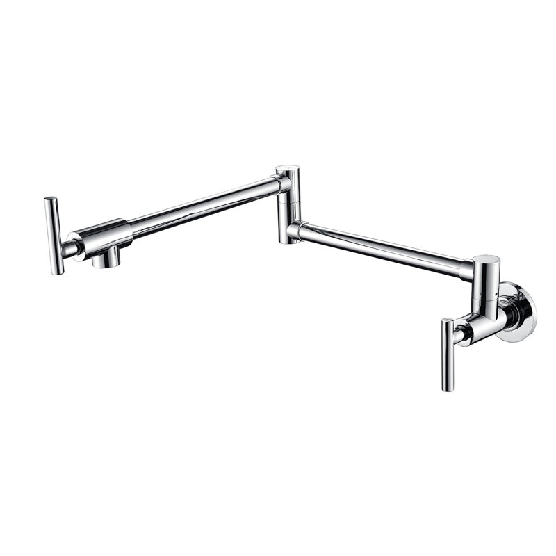 Folding Pot Filler Faucet For Kitchen, Wall Mounted, 360 Swivel, Brass, , Double Handle Design Precise And Efficient Water Supply, To Control Flow,