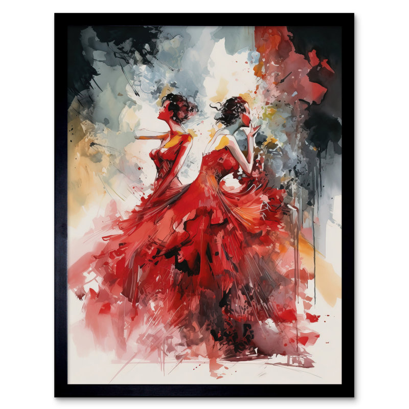 Lija Flamenco Music Female Dancers Dancing On Stage In Red Dresses - Single Picture Frame Print