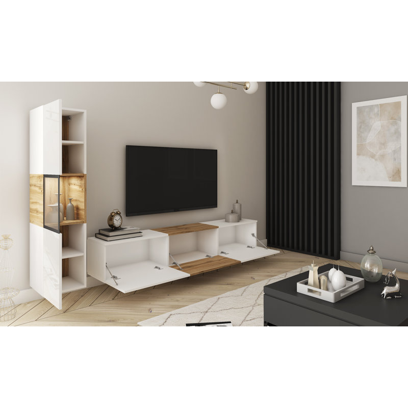 Wallunit Brela I, Set 2 Pcs. , White/Brown Wood
