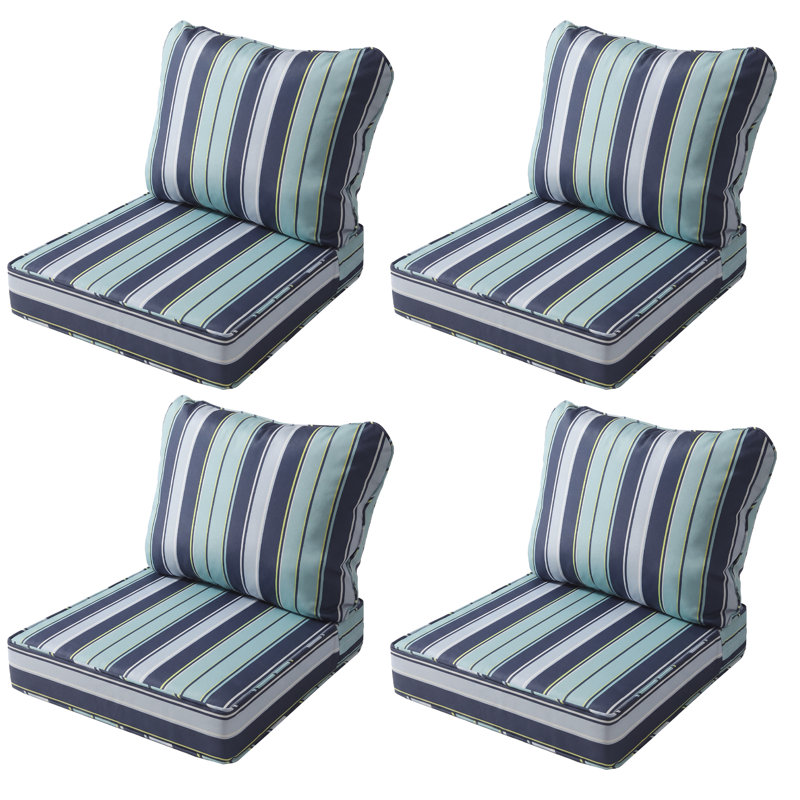 Coussin de siège profond imperméable 24 po x 24 po x 5 po pour meubles de patio, remplacement de meubles de patio, ensemble de 4