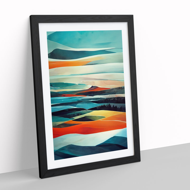 Meadow Landscape Abstract No.4 - Framed Print, Black, 64cm H x 46cm W