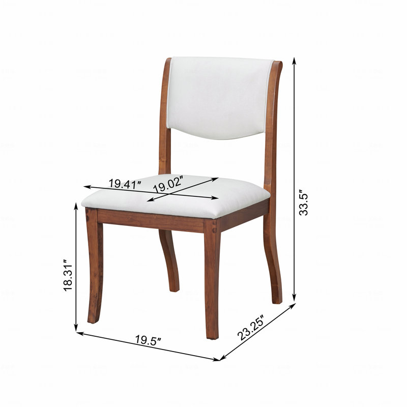 Set Of 2 Dining Chairs, Upholstered Dining Chairs - Traditional Elegant Fabric Side Chairs With Curved Lines, Solid Hardwood Frame