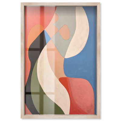 «Curved Planes I Shadowbox Print Modern Office Decor» par Art Remedy, cadre blond, 21 x 31