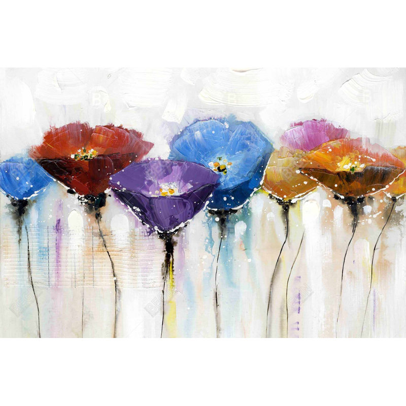 "Fleurs colorées" sur toile
