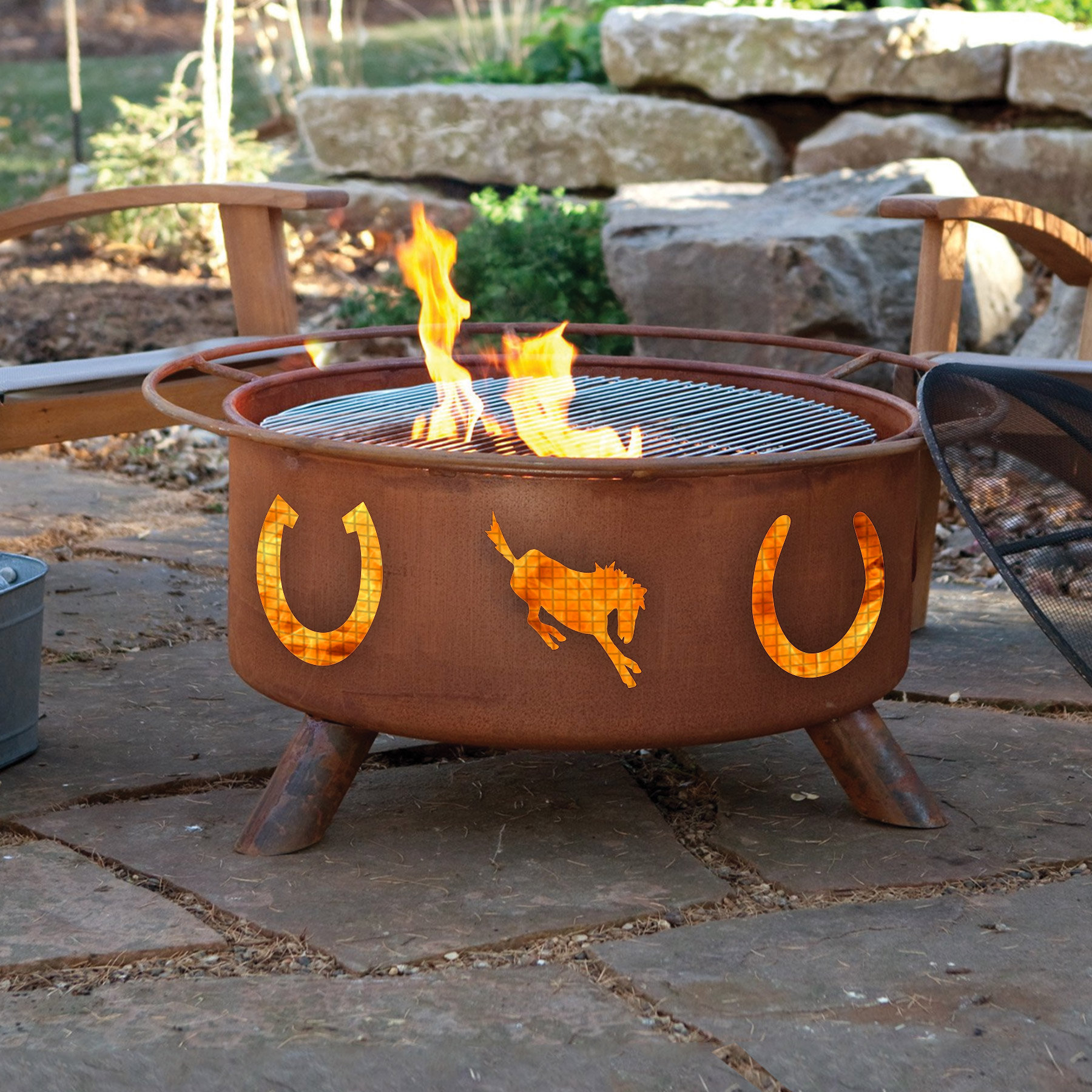 Millwood Pines Jardine Horseshoes Steel Wood Burning Fire Pit & Reviews ...