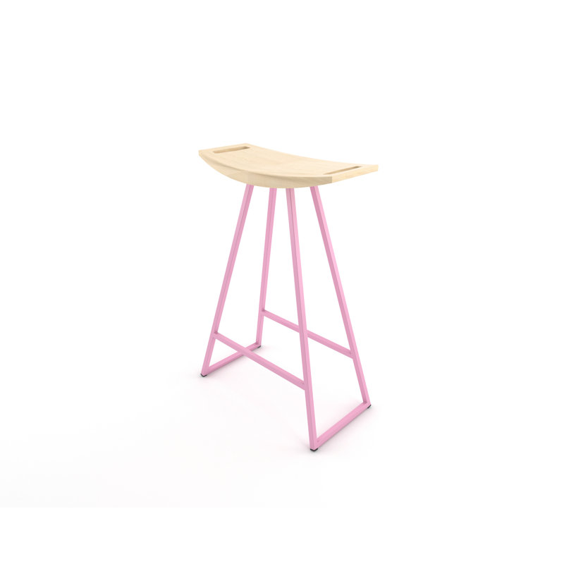 Robert Counter Stool with Metal Frame, Maple, Counter Stool (24" Seat Height), Pink
