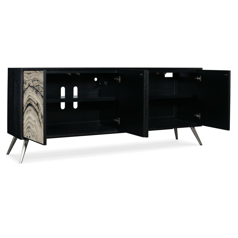 Melange 86'' Black and Silver Oak Veneer Sideboard
