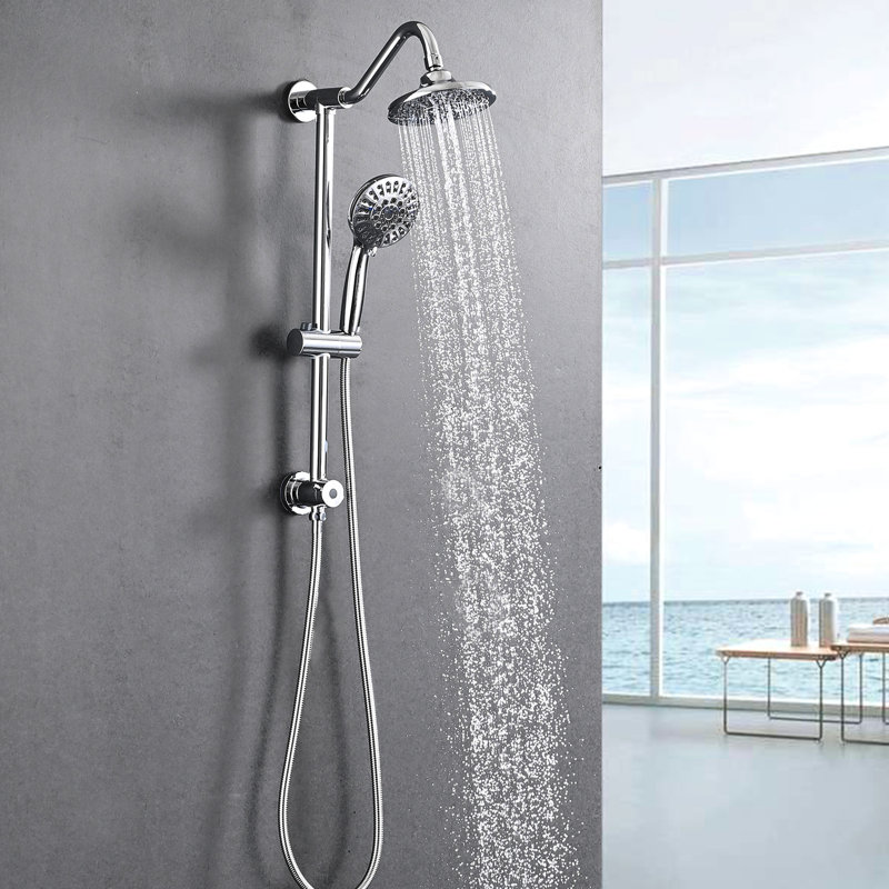 6 Inch Rain Shower Head And Handheld Bathroom - Long-Lasting With 5, Silver