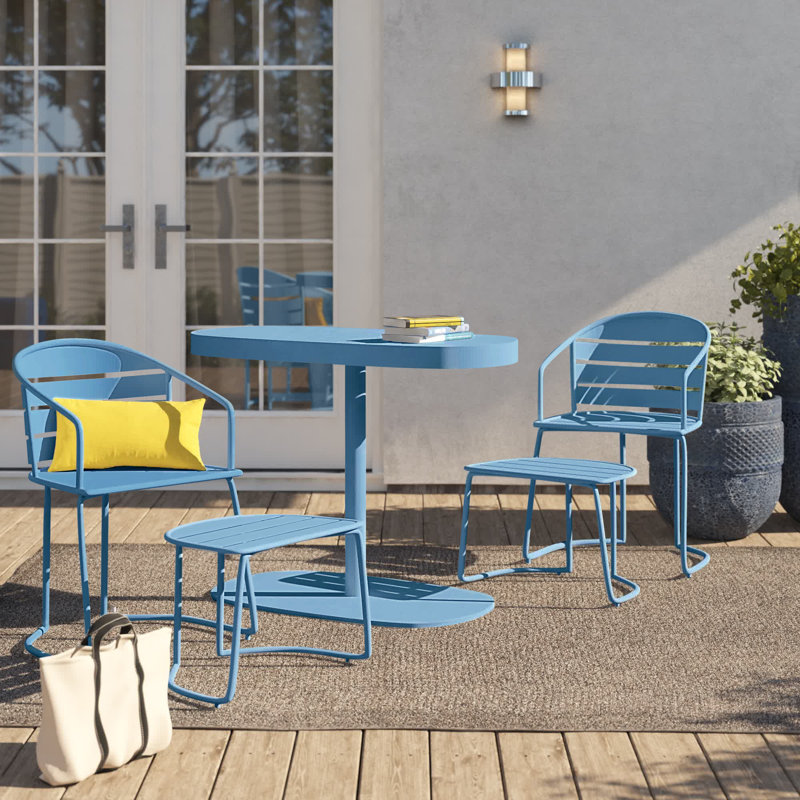 Amyris 2 - Person Patio Dining Set with Oval Table, Turquoise