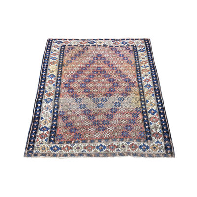 Tapis oriental brun de 3 pi x 9 po x 4 po x 8 po, motif géométrique de style Kazak antique en laine pure, noué à la main, en bon état même pour l'usure des côtés et des extrémités propres et sécuritaires, tapis oriental F886E124DA4841D898D29B68