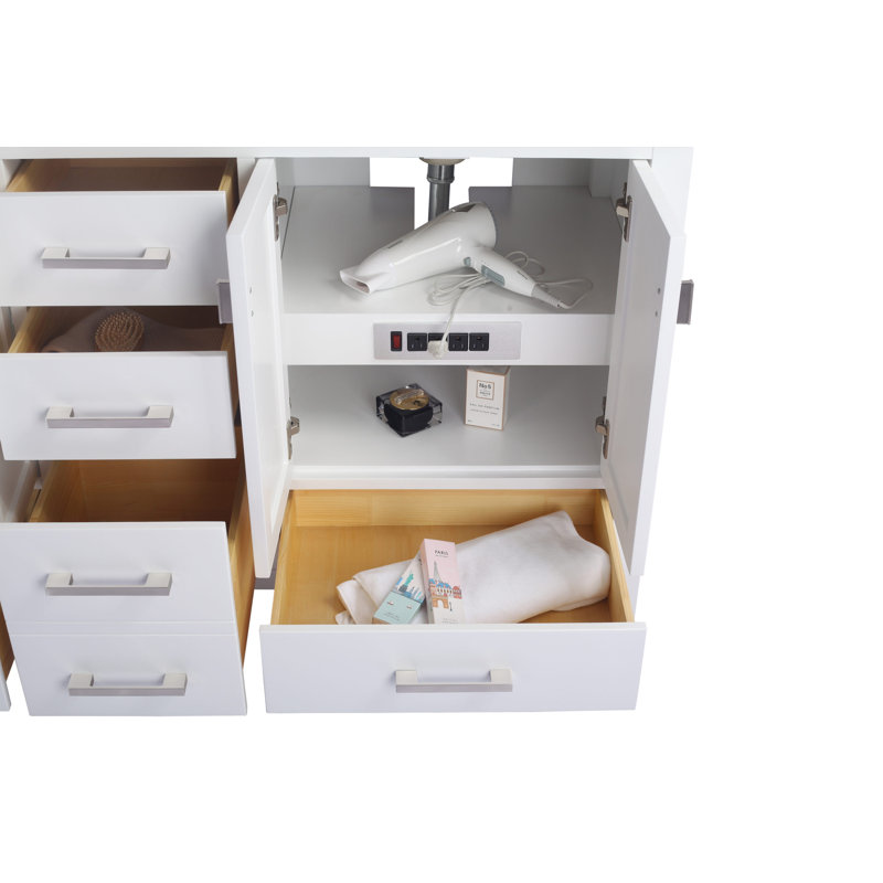 Ensemble de meuble-lavabo double 60 po Mariário, Blanc mat, Blanc
