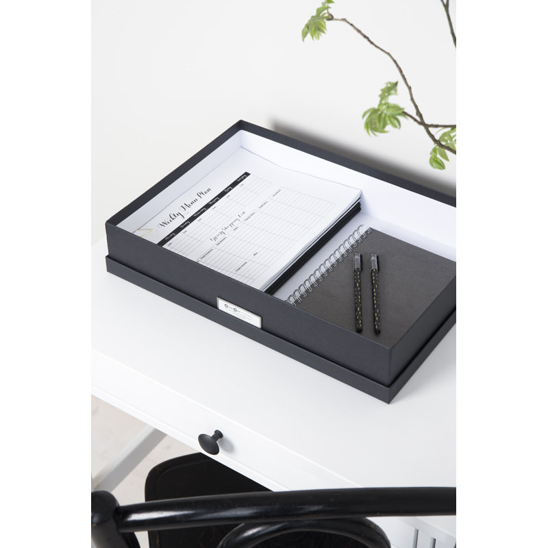 Dark Gray Textured Paper Legal and Art Storage Box with Lid