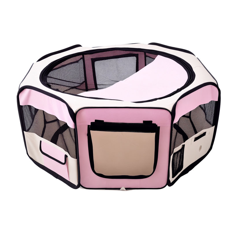 Fred 41cm H Panel Steel Pet Barrier With Door, Pink