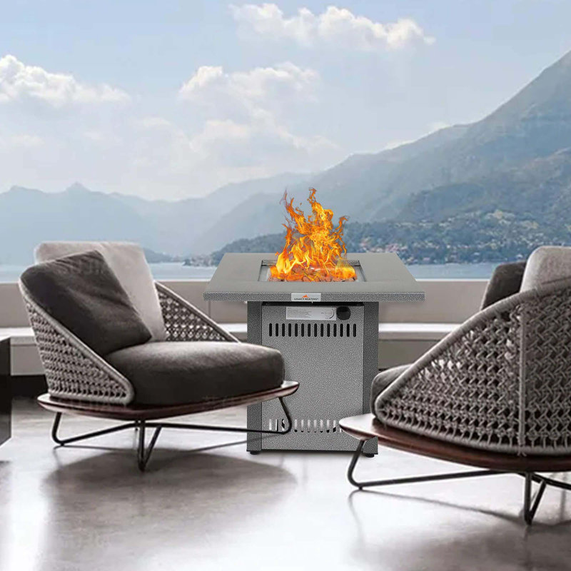 Outdoor Propane Fire Pit Table,50,000BTU, Outside Gas Dinning Fire Table With Lid, Rattan & Wicker-Look, Lava Stone,ETL Certification, With Adjustable Flame Apply To Garden Patio Backyard